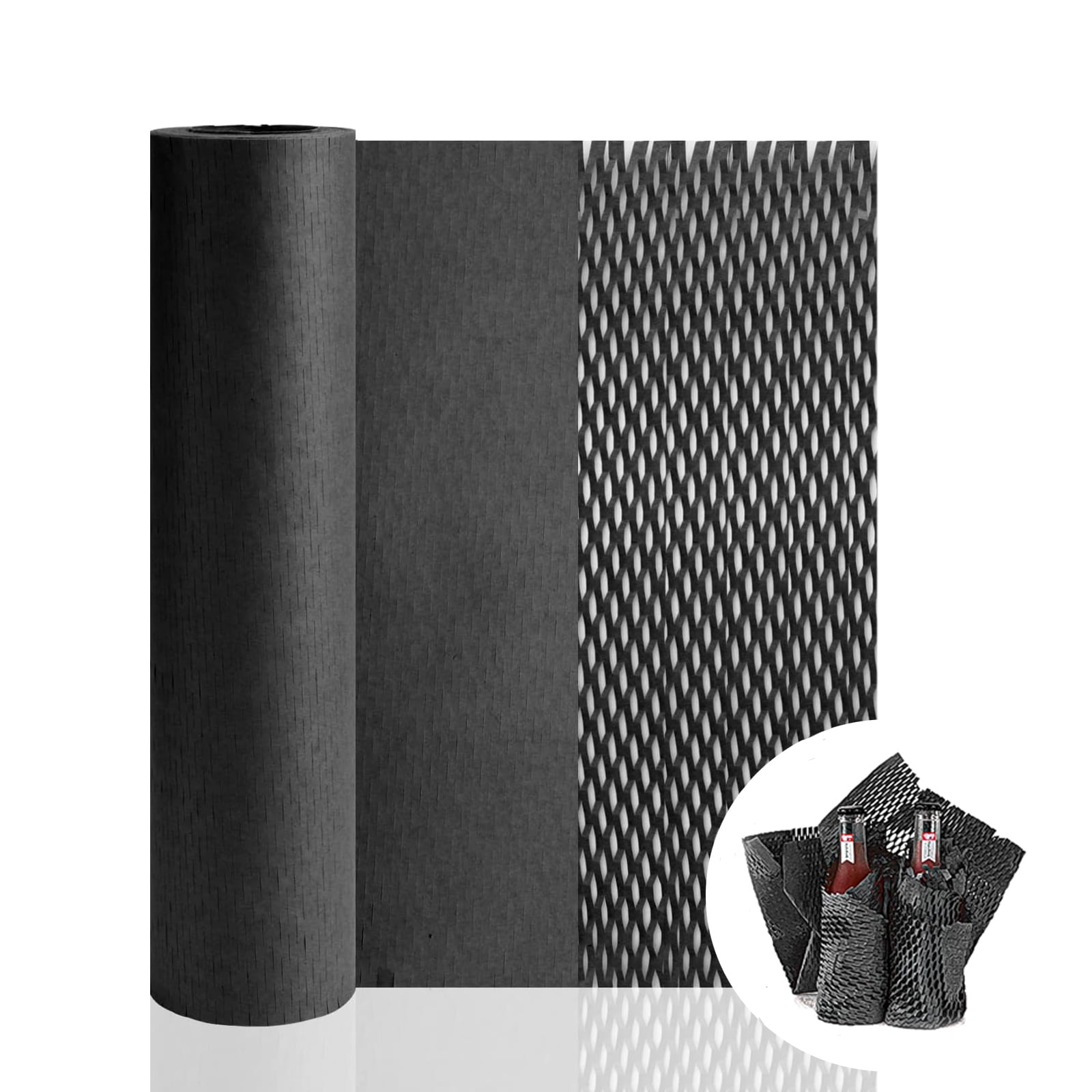 1 Pcs Black Honeycomb Packing Paper,Cushion Packing Paper for Moving Shipping Packaging Breakables(32.8ft x 19.7in)