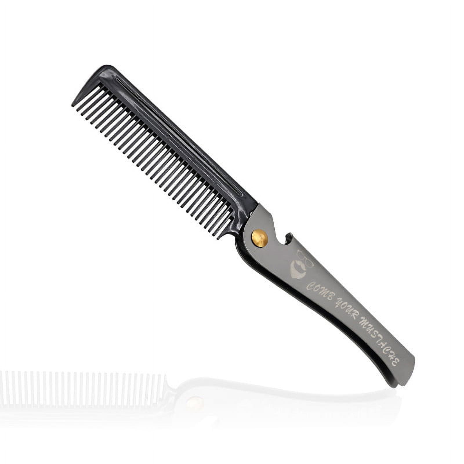 1 Pcs Black Men Folding Pocket Comb PP Teeth Detangling Hair Beard Comb