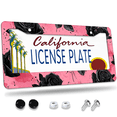 thumbnail image 1 of 1 Pcs Black Roses on Pink License Plate Frame, License Plate Cover for Car Decorative Parts, Aluminum License Plate Bracket Holder Rust-Proof Weather-Proof for US Standard Car, 1 of 9