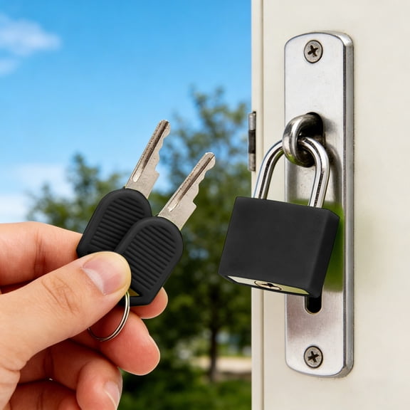 1 Pcs Black Small Luggage Locks with Keys, Mini Locker Lock, Metal Suitcase Locks, Plastic-Covered Copper Keyed Padlock for Locker, Suitcase, Boxes