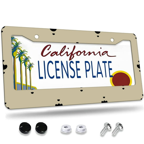 1 Pcs Black Tulip like on Beige License Plate Frame,License Plate Cover for Car Decorative Parts,Aluminum License Plate Bracket Holder Rust-Proof for US Standard Car