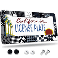 thumbnail image 1 of 1 Pcs Black and White License Plate Frame, License Plate Cover for Car Decorative Parts, Aluminum License Plate Bracket Holder Rust-Proof Weather-Proof for US Standard Car, 1 of 9