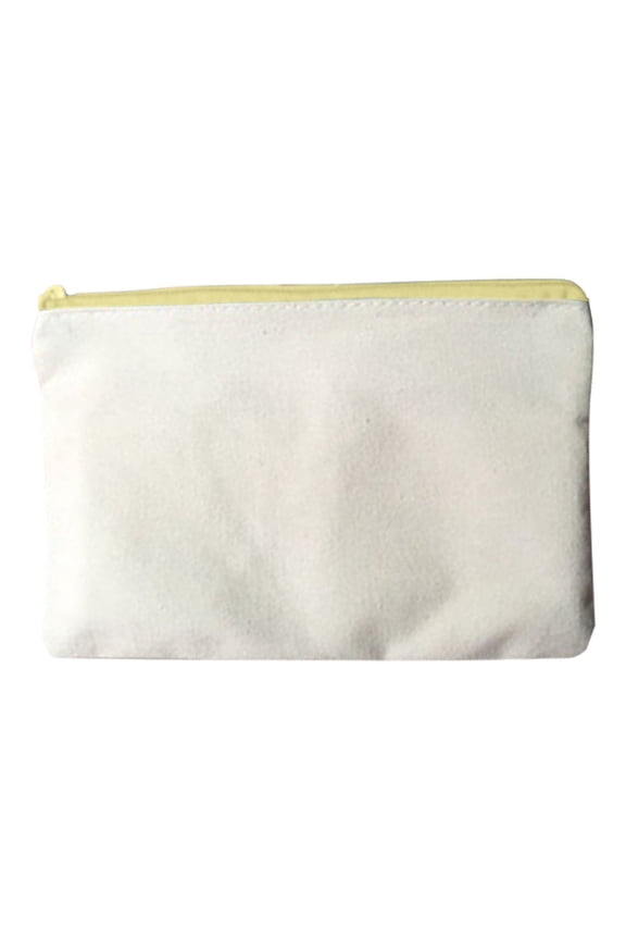 1 Pcs Blank Canvas Diy Craft Zipper Bags,Zipper Pouch Makeup Bags,Multi-Purpose Canvas Pencil Pouch,8.07X5.12 inch Zipper Pencil Case Blanks,Travel Canvas Bag for Diy Craft, Stationery,Yellow