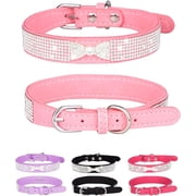 1 Pcs Bling Dog Collar for Small Medium Large Dogs, Crown Rhinestone Dog Collars for Girl and boy Dog, Diamond Puppy Collars, Adjustable Leather Suede Cat Collar