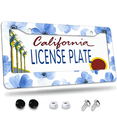 thumbnail image 1 of 1 Pcs Blue Flowers License Plate Frame, License Plate Cover for Car Decorative Parts, Aluminum License Plate Bracket Holder Rust-Proof Weather-Proof for US Standard Car, 1 of 9