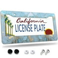 thumbnail image 1 of 1 Pcs Blue and Gold Abstract Marble License Plate Frame,License Plate Cover for Car Decorative Parts,Aluminum License Plate Bracket Holder Rust-Proof for US Standard Car, 1 of 8