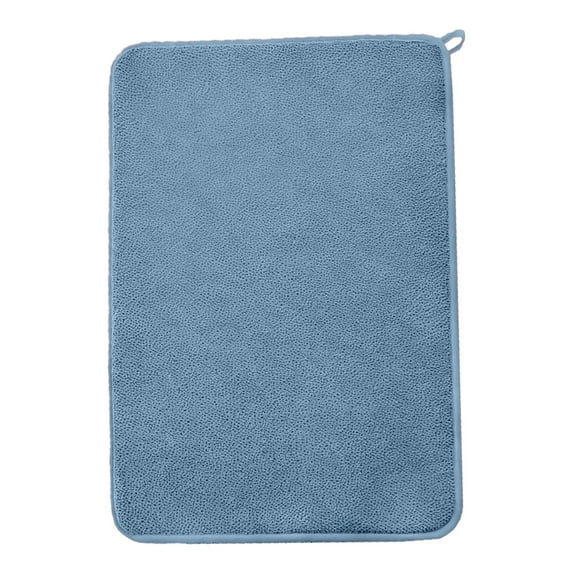1 Pcs Blue Microfiber Dish Drying Mat 17.7x23.6 Inch, Super Absorbent Quick Dry Kitchen Sink Mat for Dishes Utensils, Non-Slip Countertop Protector for Kitchen Counter Sink, Kitchen Mats