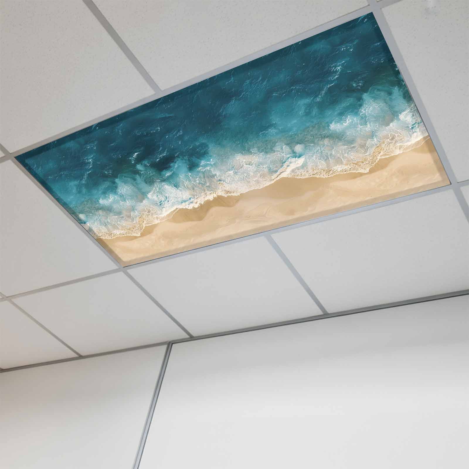 1 Pcs Blue Ocean Fluorescent Light Covers Beach Wave Pattern Magnetic ...