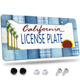 thumbnail image 1 of 1 Pcs Blue Textile License Plate Frame, License Plate Cover for Car Decorative Parts, Aluminum License Plate Bracket Holder Rust-Proof Weather-Proof for US Standard Car, 1 of 9