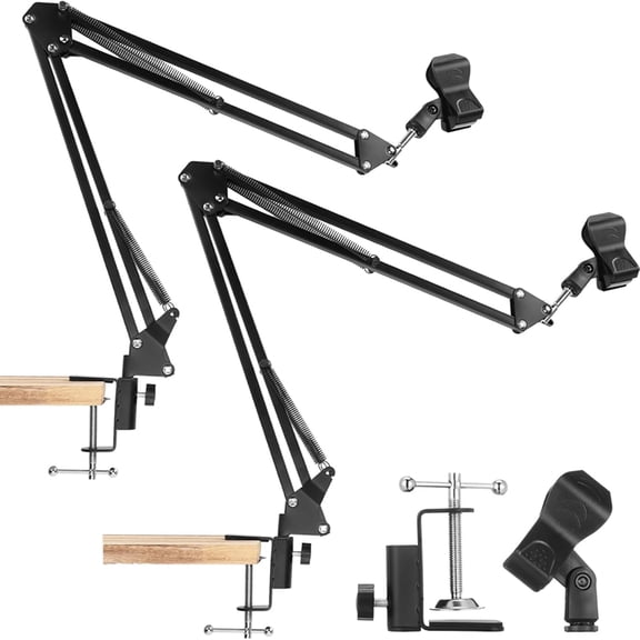 1 Pcs Boom Mic Arm Desk Microphone Stand with 3/8Inch Mount Clamp Storable for Light Mics Podcast Gaming Recording