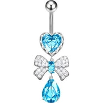1 Pcs Bow Belly Button Ring 14G Surgical Steel Belly Ring Heart Rhinestone Designs Belly Piercing Jewelry,Curved Navel Rings Belly Rings for Women