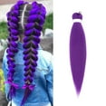 thumbnail image 1 of 1 Pcs Braiding Hair Pre Stretched for Women Kids Girls, 26 inch Prestretched Braiding Hair Hypoallergenic Non Toxic Braid Twist Synthetic Knotless, Short Hair Extensions for Braids, Purple, 1 of 4
