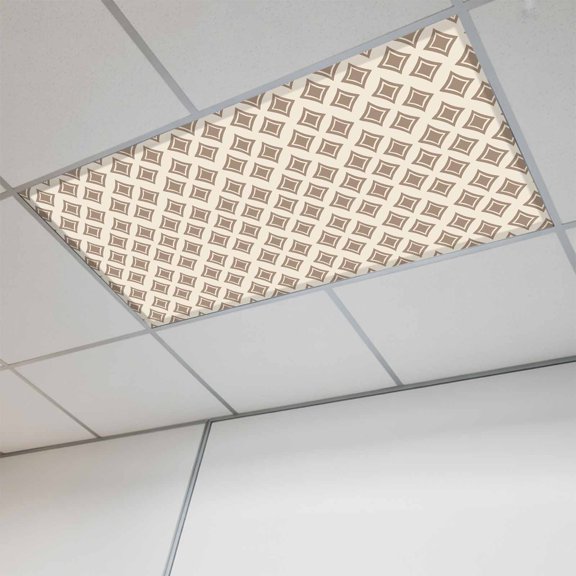 1 Pcs Brown Geometric Fluorescent Light Covers Modern Art Abstract Magnetic Light Covers for Ceiling Lights 4 x 2 ft Drop Ceiling Lights Cover Shade for Office, Home, Hospital
