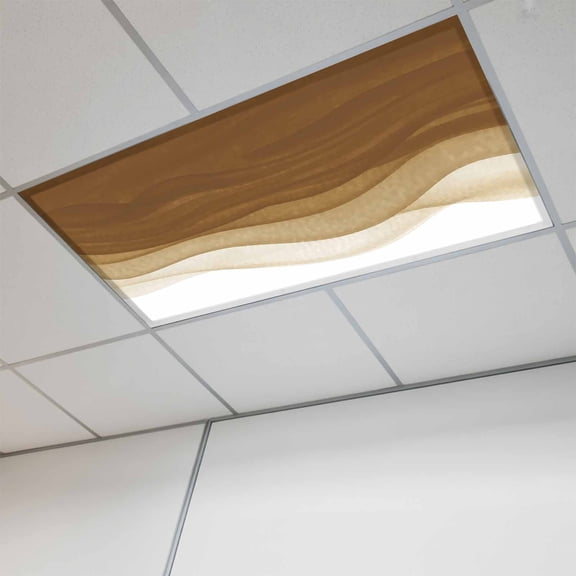 1 Pcs Brown Gradient Fluorescent Light Covers Watercolor Abstract Brown Gradient Water Ripples Magnetic Light Covers for Ceiling Lights 4 x 2 ft Drop Ceiling Lights Cover Shade for Office, Home