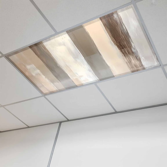 1 Pcs Brown Grey Fluorescent Light Covers Abstract Neutral Textured Modern Minimalist Magnetic Light Covers for Ceiling Lights 4 x 2 ft Drop Ceiling Lights Cover Shade for Office, Home, Hospital