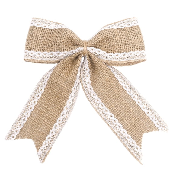 1 Pcs Burlap Lace Bows,Rustic Burlap Bows for Christmas Tree Decorations,5.51X6.69 inch Christmas Bows Knot Handmade Bows,for Farmhouse Wreaths,Christmas Trees,Fall Crafts and Gift Wrapping,C
