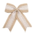 thumbnail image 1 of 1 Pcs Burlap Lace Bows,Rustic Burlap Bows for Christmas Tree Decorations,5.51X6.69 inch Christmas Bows Knot Handmade Bows,for Farmhouse Wreaths,Christmas Trees,Fall Crafts and Gift Wrapping,A, 1 of 5