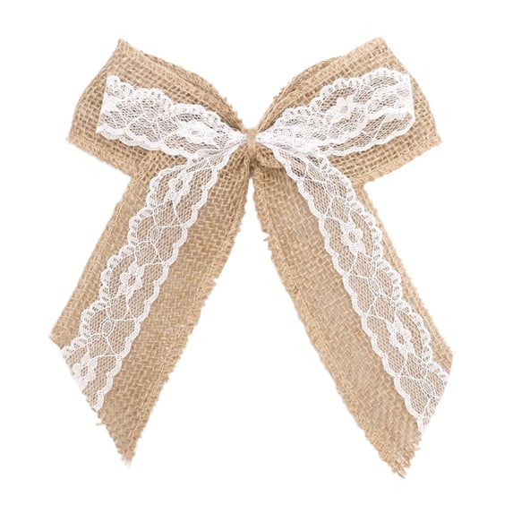 1 Pcs Burlap Lace Bows,Rustic Burlap Bows for Christmas Tree Decorations,5.51X6.69 inch Christmas Bows Knot Handmade Bows,for Farmhouse Wreaths,Christmas Trees,Fall Crafts and Gift Wrapping,D