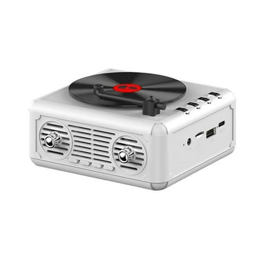 1 Pcs CD Player with Speakers Bluetooth Nostalgic Retro Portable CD Players White Retro Radio for Home Wood Music Player FM Radio for Home Decor