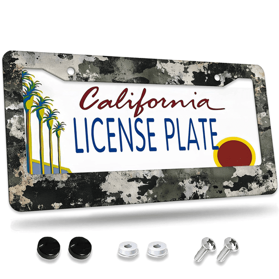 1 Pcs Camouflage Pattern License Plate Frame, License Plate Cover for Car Decorative Parts, Aluminum License Plate Bracket Holder Rust-Proof Weather-Proof for US Standard Car