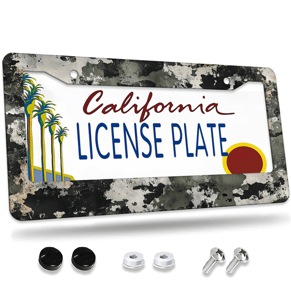1 Pcs Camouflage Pattern License Plate Frame, License Plate Cover for Car Decorative Parts, Aluminum License Plate Bracket Holder Rust-Proof Weather-Proof for US Standard Car