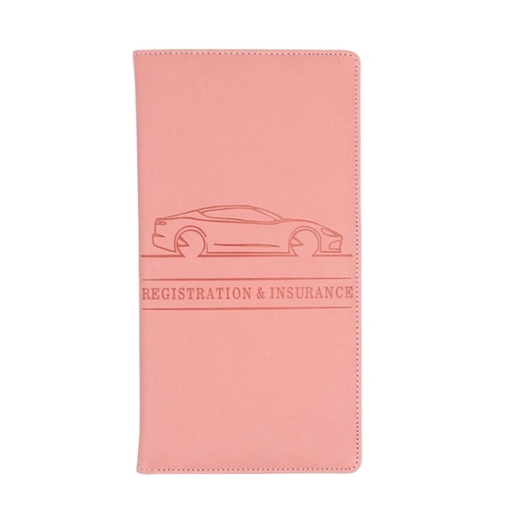 1 Pcs Car Registration & Insurance Card Holder,Leather Glove Box License Wallet Case, Automotive Paperwork Document Organizer Card Holder,Car Driver License & Document Holder,(Pink,5.04x9.45 in)