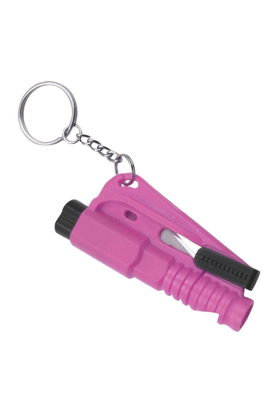 1 Pcs Car Window Breaker Tool Keychain,3 in 1 Glass Breaker and Seatbelt Cutter & Survival Whistle, Emergency Keychain Car Escape Tool Applicable to All Cars, Car Accessories(Pink)