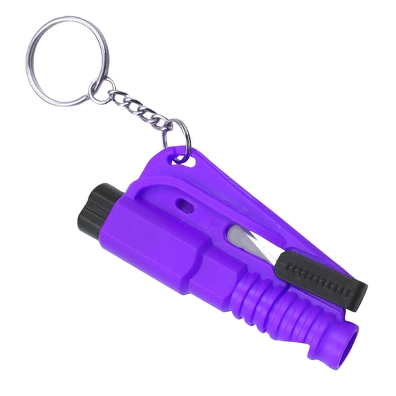 1 Pcs Car Window Breaker Tool Keychain,3 in 1 Glass Breaker and Seatbelt Cutter & Survival Whistle, Emergency Keychain Car Escape Tool Applicable to All Cars, Car Accessories(Purple)