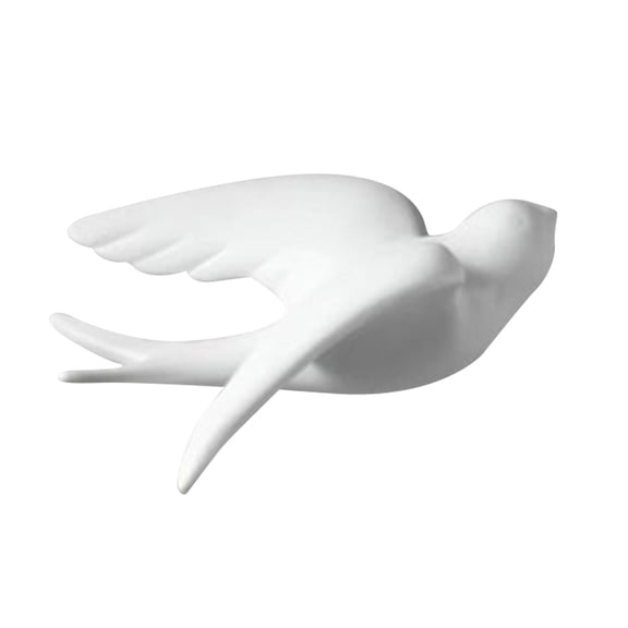 1 Pcs Ceramic Flying Birds, 3D Wall Hanging White Birds Home Decor, Ceramic Birds Sparrows Swallows Dove White Wall Mounted Decor for Bathroom Livingroom Garden Wall Sculptures