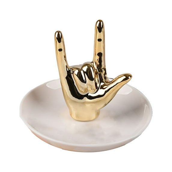 1 Pcs Ceramic Jewelry Display Tray, Hand Ring Holder, Ceramic Jewelry Holder Dish Trinket Tray for Rings, Earrings, Necklace Organizer, Engagement