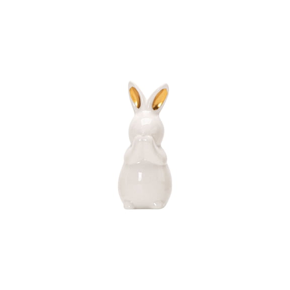 1 Pcs Ceramic Rabbit Figurine, Ceramic Bunny Rabbits Figurine Decor, White Porcelain Modern Tabletop Bookshelf Art Home Statues Decoration for Easter Rabbits Weddings Crafts Ornaments