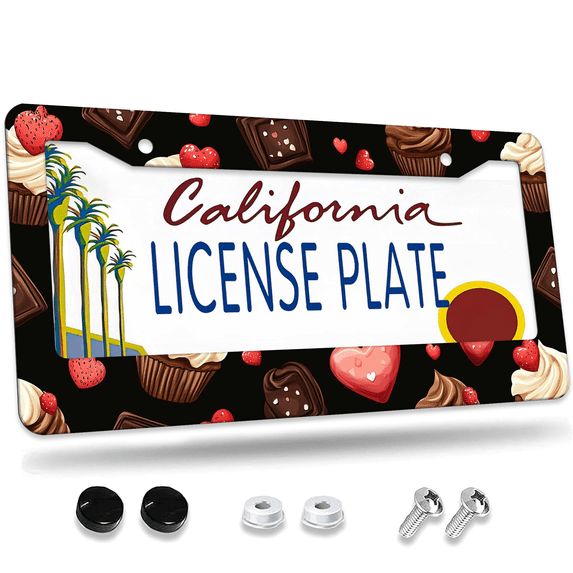 1 Pcs Chocolate License Plate Frame, License Plate Cover for Car Decorative Parts, Aluminum License Plate Bracket Holder Rust-Proof Weather-Proof for US Standard Car