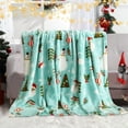 thumbnail image 1 of Sahpxhe 1 Pcs Christmas Flannel Blankets with Christmas Tree Snowflake Printing, Breathable Warm Comfortable Blanket for Christmas Couch Bedroom Decoration 39.37x27.55 Inch Multicolor, 1 of 6