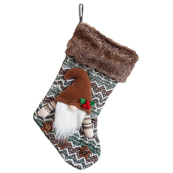 1 Pcs Christmas Gnome Stockings, Large Embroidered Xmas Stocking, Hanging Tree Decorations Gift Candy Bag Christmas Socks for Family Holiday Christmas Party Decorations 15.75 x 9.45"
