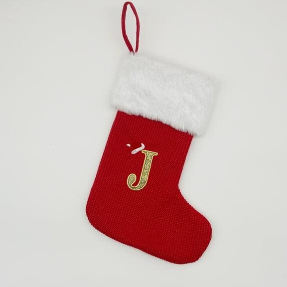 1 Pcs Christmas Letter Stocking Knitted Xmas Stockings 11.8 Inch Rustic Socks Fireplace Hanging Vintage Stockings for Family Christmas Decorations(RedJ)