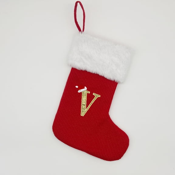 1 Pcs Christmas Letter Stocking Knitted Xmas Stockings 11.8 Inch Rustic Socks Fireplace Hanging Vintage Stockings for Family Christmas Decorations(RedV)