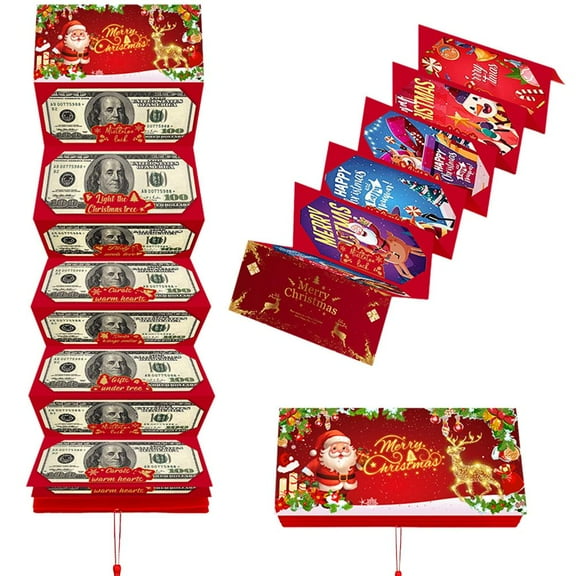 1 Pcs Christmas Money or Gift Card Holder,Christmas Money Holder with 10 Slots Xmas Gift Card H-older,Jolly Santa Claus M-oney H-older,Surprise M-oneys Gift Cards Holders for Santa Cash Supplies
