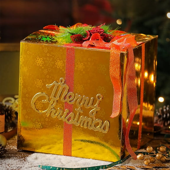 1 Pcs Christmas Nesting Gift Boxes with Lid Nesting Boxes Xmas Boxes for Gifts Gold Christmas Tree Gift Wrap Boxes for Christmas Thanksgiving New Year Wrapping Presents and Decorations