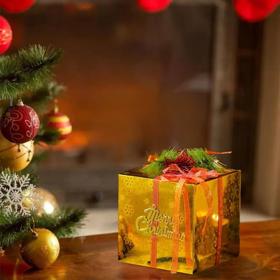 1 Pcs Christmas Nesting Gift Boxes with Lid Nesting Boxes Xmas Boxes for Gifts Gold Christmas Tree Gift Wrap Boxes for Christmas Thanksgiving New Year Wrapping Presents and Decorations