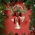 thumbnail image 1 of 1 Pcs Christmas Ornaments Decorative Golden Bell with Pinecone Pendants, Beautiful Bells for Christmas Decorations or DIY Tree 13.77x8.26 Inch Gold, 1 of 6
