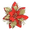thumbnail image 1 of 1 Pcs Christmas Poinsettia Artificial Flowers Decorations,5.7 Inch Christmas Tree Wreaths Garland Decoration,Glitter Flowers Picks Decor,Glitter Christmas Flowers,(Red,5.7 in), 1 of 4
