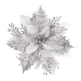 thumbnail image 1 of 1 Pcs Christmas Poinsettia Artificial Flowers Decorations,5.7 Inch Christmas Tree Wreaths Garland Decoration,Glitter Flowers Picks Decor,Glitter Christmas Flowers,(Silver,5.7 in), 1 of 4
