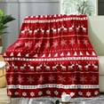 thumbnail image 1 of Sahpxhe 1 Pcs Christmas Red Flannel Blankets with Snowflake Reindeer Printing, Warm Comfortable Blanket for Christmas Couch Bedroom Decoration 39.37x27.55 Inch Red, 1 of 6