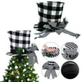 1 Pcs Christmas Tree Topper Hat with Buffalo Plaid Bow Ribbon Christmas