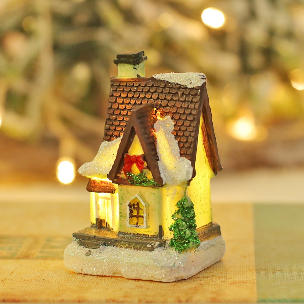 1 Pcs Christmas Village Sets LED Lighted Christmas Village Houses with
