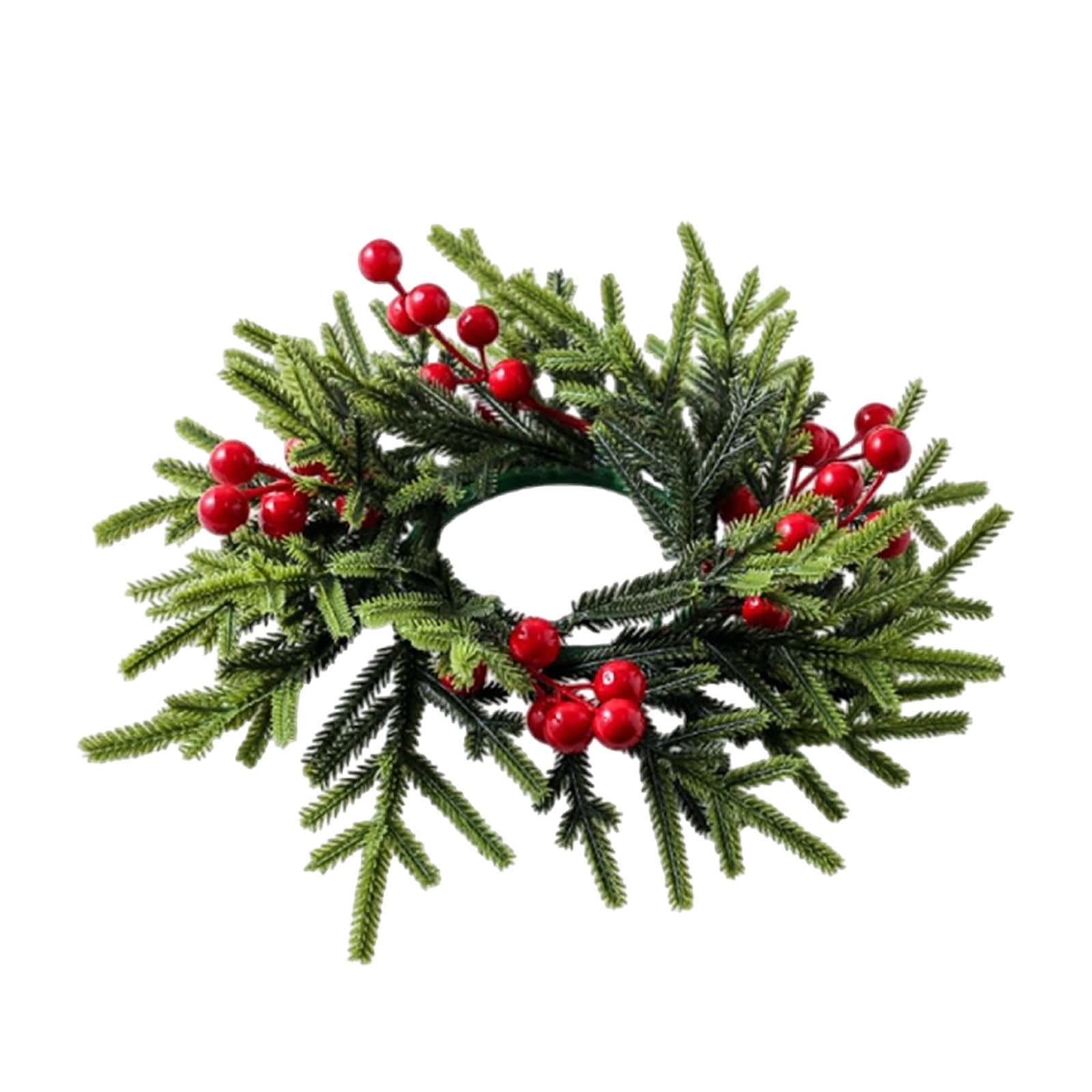 1 Pcs Christmas Wreath, Candle Rings with Pine boughs and Berries ...