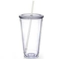 1 Pcs Clear Acrylic Tumblers with Lids and Straw,20 oz Double Wall
