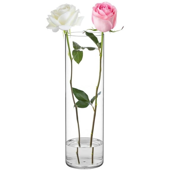 1 Pcs Clear Acrylic Wide Vase,4 x 12 Inch Cylinder Plastic Vase,Unbreakable Tall Flower Vase,Round Mouth Flower Holder Vase,Table Centerpiece,for Wedding Holiday Party Decor
