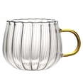thumbnail image 1 of 1 Pcs Clear Glass Pumpkin Mug, Glass Coffee Mug Pumpkin Mug Clear Pumpkin Cup with Handle Stripes Glass Tea Cups Cute Beverage Mugs for Home, Office, Party, 1 of 7
