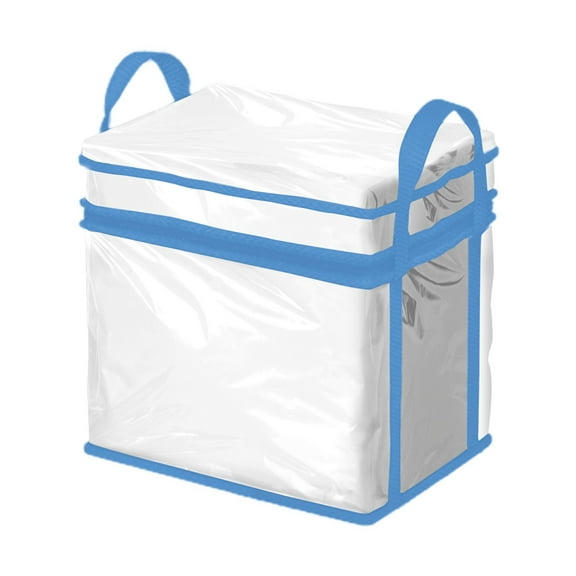 1 Pcs Clear Storage Bags for Book,Clothing, Transparent Organizing Cube Bin with Zipper Handles, Clothes Organizer Bag Closet Organizers and Storage Container for Clothes,Shoes,Toys,2 Colors(Blue)